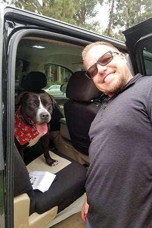 Black and white pit bull terrier, Huck, and Shane are now best pals