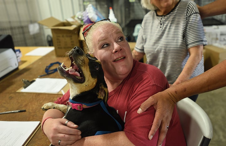 Sarah Shuert is joyfully reunited with her dog Suki