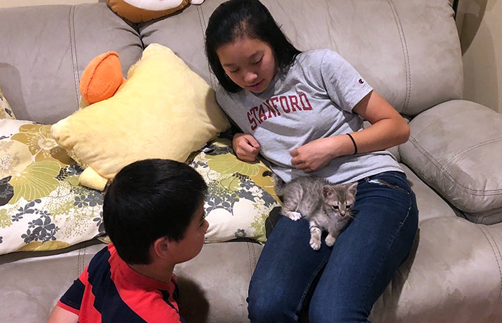 Sherry Xi and her daughter Stephanie, volunteers at the Best Friends Pet Adoption and Spay/Neuter Center in Los Angeles