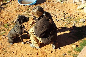 Sherry Woodard training Bruce the dog