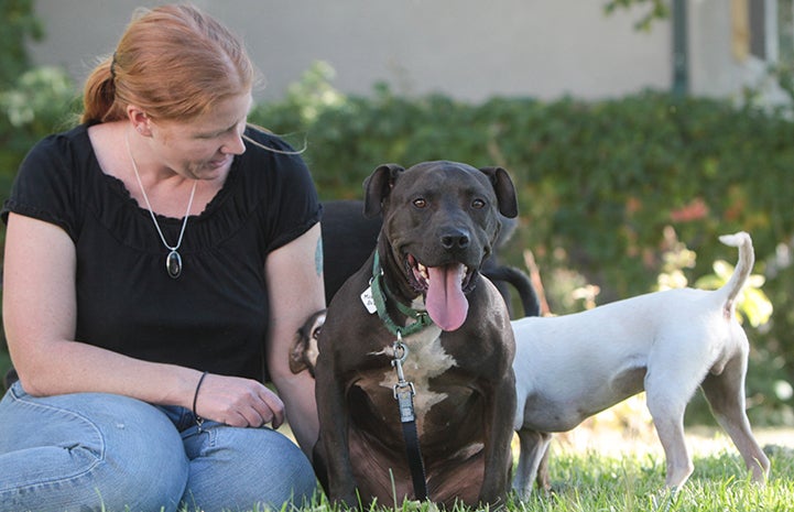 Adoption manager Kristi Littrell with Lance the Vicktory dog