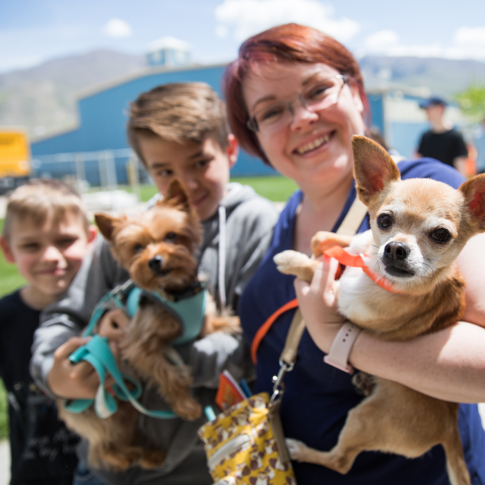 Family with rescue pet