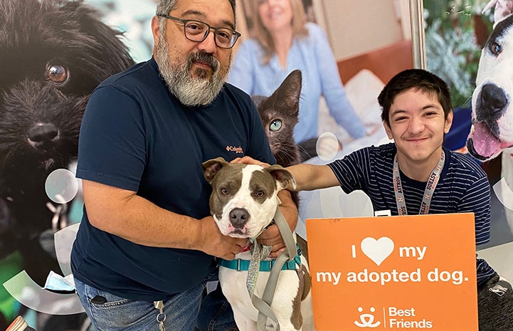 The Lopez family adopting Gracie Lou the dog