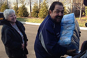 Volunteers picking up donations for the animals affected by Superstorm Sancy