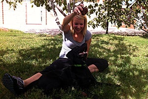 Hank the Lab puppy with his mom Lauren