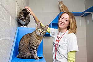 Julie Brueck with two cats