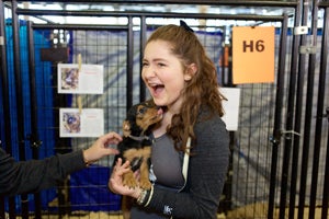 Emma Kenny gets a kiss from Roscoe