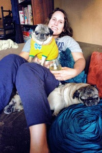 Best Friends New York volunteer Jenn Yandrisevits with her pets