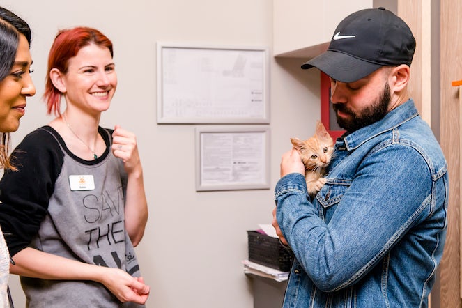 Man holding a kitten