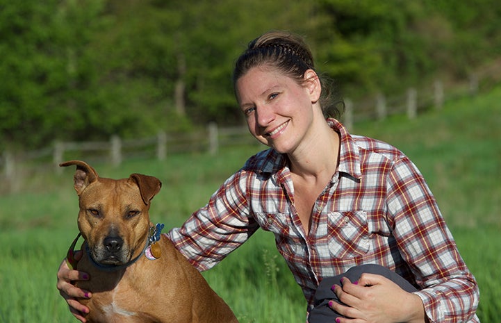 Pretty Girl the pit bull dog with Jennifer Dylewski