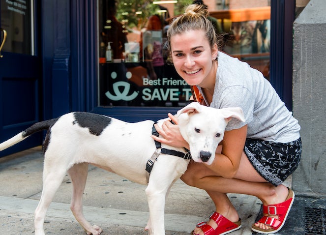 Woman with her adopted dog