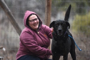 Charles the dog's confidence is improving