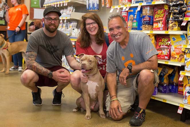 Porkchop the dog with Peter and family