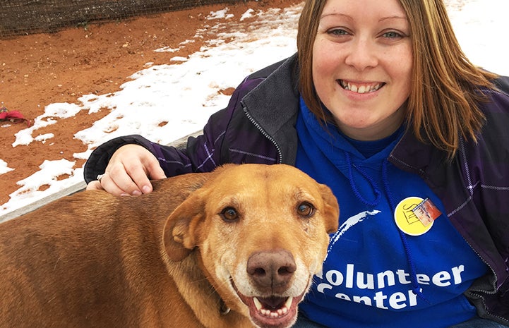 One of the students from Madison Area Technical College in Wisconsin makes a new friend