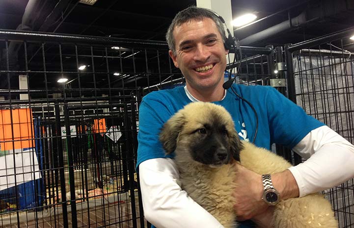 Dale Musselman volunteering with the dogs at an adoption event