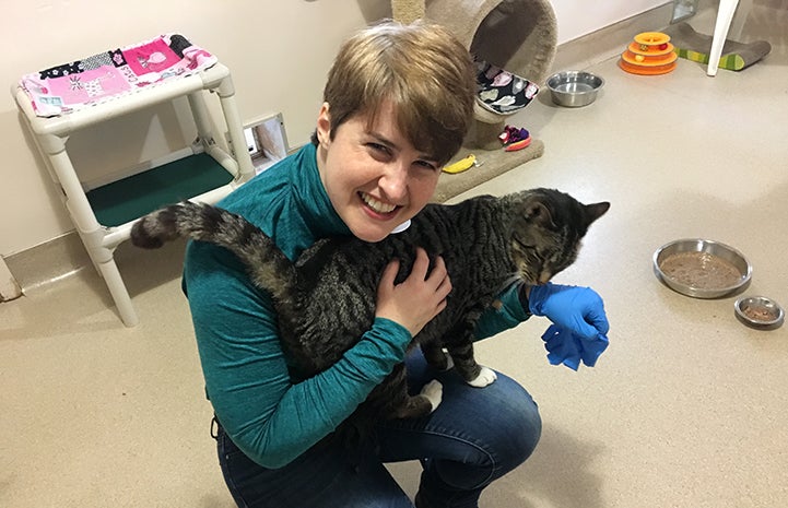 Kat Weixel volunteering at Cat World