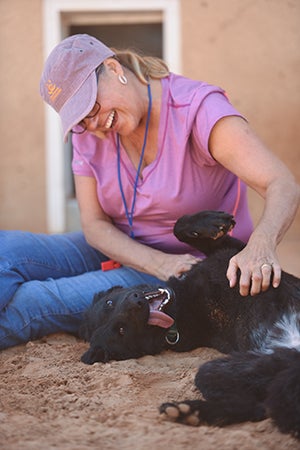 Mary Ann O’Donnell with Rhonda the dog