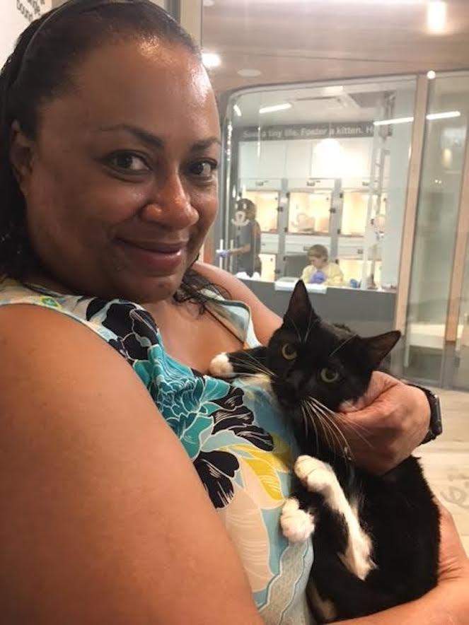 Woman holding a kitten