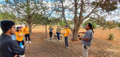 Credit One volunteers getting instruction on what to do at Angels Rest