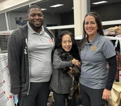 David Owens, Celia Delgo, and Melissa Jones volunteering at the Ross Norton Emergency Evacuation Center