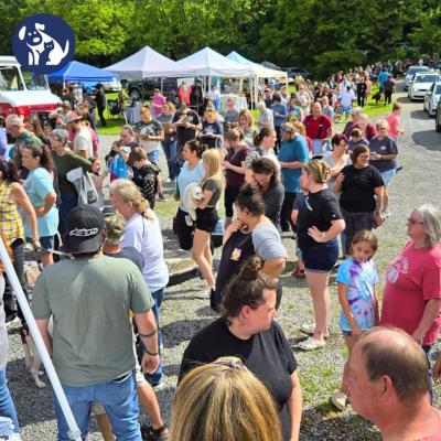 Crowds of people at the Harrison County Animal Control Services microchipping event