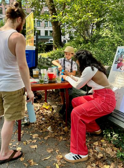 Julian Lin working at his lemonade stand