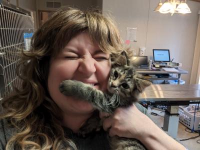 Savannah holding the captured kitten