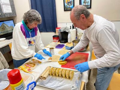 Brenda and Marty Winnick making tacos